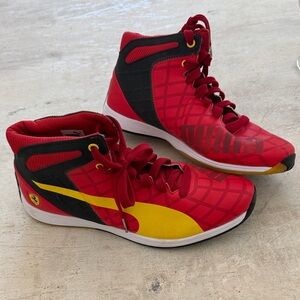 Puma Red and Yellow High-Top Sneakers